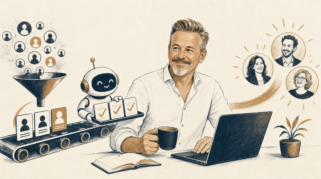 Illustratie bij het artikel: AI en LinkedIn-prospecting: zo haal je meer leads binnen met minder handwerk