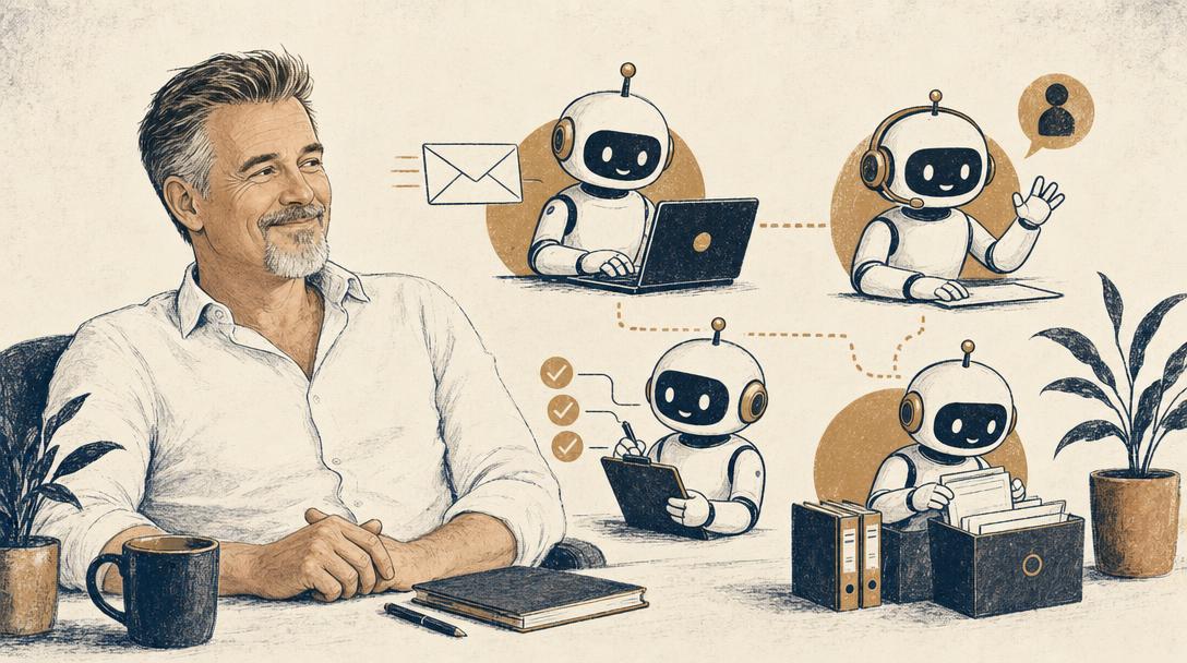 Illustratie bij het artikel: Eén AI-bot is leuk, maar een team van bots doet pas echt werk