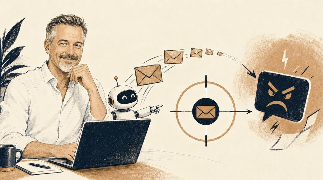 Illustratie bij het artikel: Waarom je eerste doel met AI-outreach een boos antwoord moet zijn