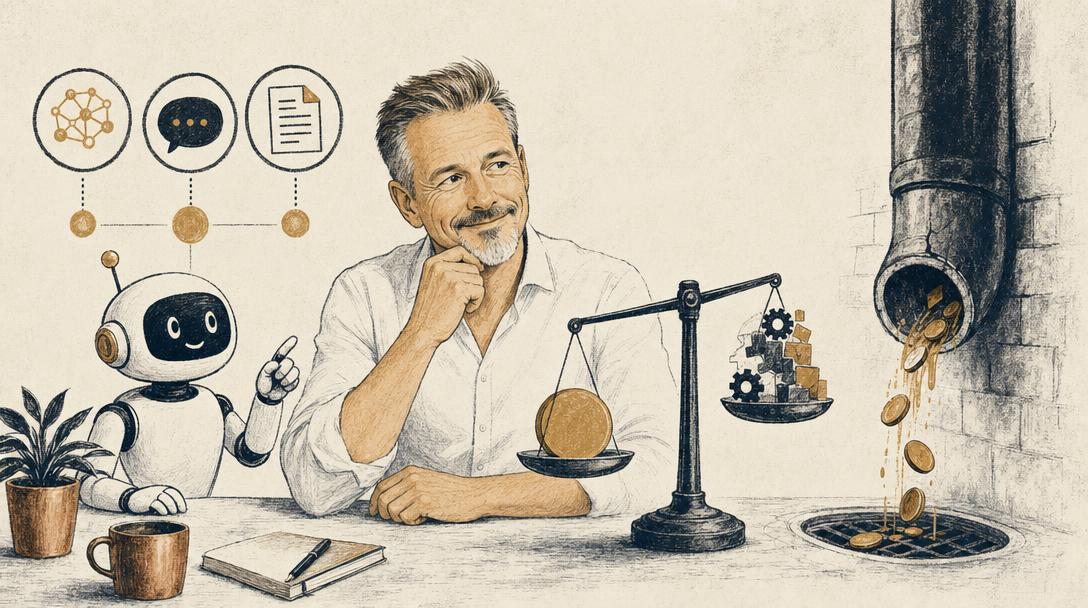 Illustratie bij het artikel: Welke AI-tool is echt kosteneffectief voor jouw mkb? En waar lekt je geld weg